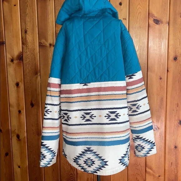 Neff Teal and White Patterned Jacket bloom men’s large jacket with ski mask